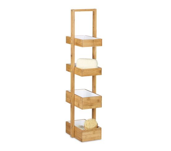 Organize It All Meuble De Rangement En Bambou Naturel Pour Salle De Bain Avec Supports