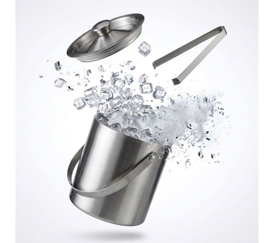 LAGUIOLE Coffret Seau à Glaçons 1,3L - Acier Inoxydable Avec Pince, Couvercle Et Plateau - Été Parfait