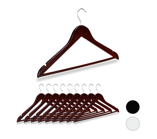 Lot De 16 Cintres En Bois BUMERANG – Marron Clair 43 Cm – Universels Pantalons, Chemises, Robes