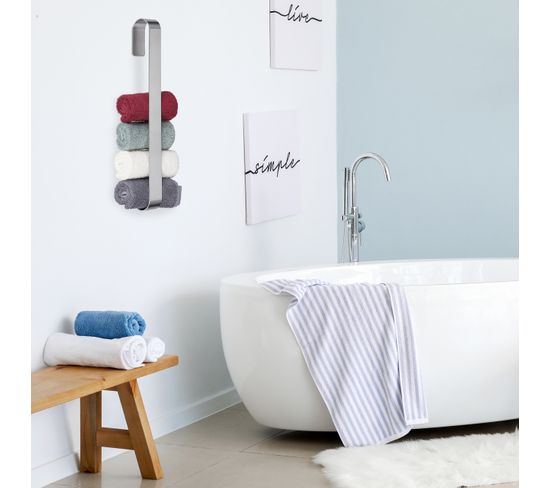 Porte-serviette Rétractable JUMUAA - Lot De 2, Adhésif Puissant, Câble 65 Cm, Zinc Antirouille