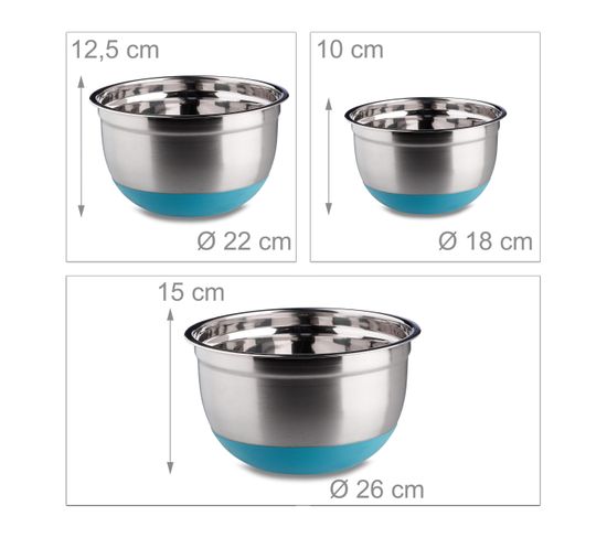 LOT 3 BOLS AVEC PASSOIRE ET COUVERCLE - 3L, Plastique Alimentaire - Go Practic - Gris