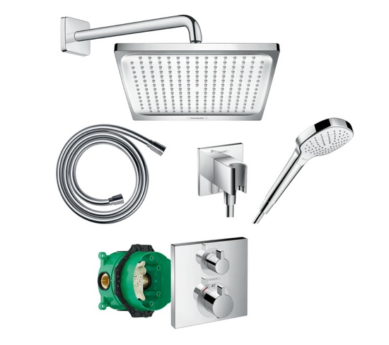 Set Esterno Hansgrohe SBox Square Cromo 28010000 - Flessibile Doccia Con Rosetta Angolare - Foto 11