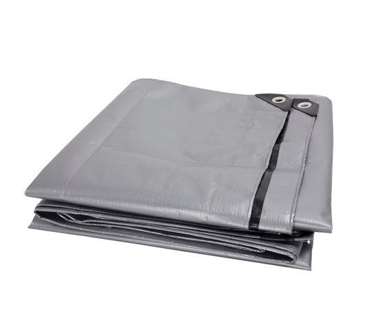 Bâche de couverture étanche protection en PE avec oeillets 2 x 3 m 180 g/m² gris