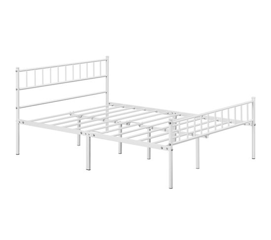 Lit Double Métal Noir 140x190 Cm – Sans Matelas – Moderne – Enfant/Adulte