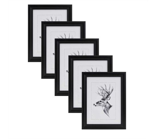 PrimeLuxe Cadre Photo Bois A4 21x29,7 Cm Foncé Bleu - Cadre Affiche Puzzle Collage