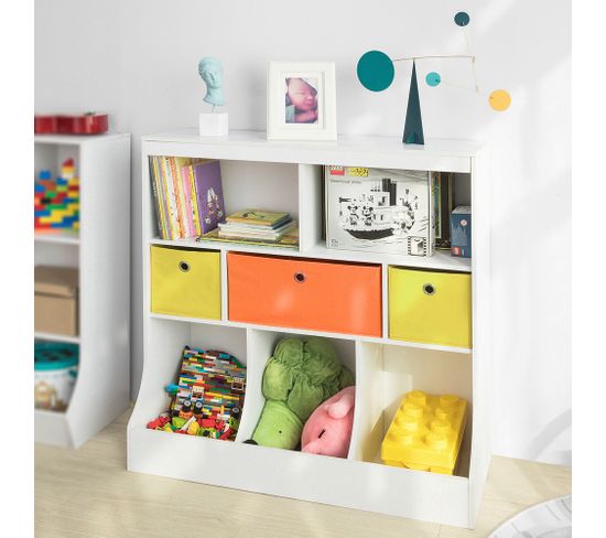 Bibliothèque Enfant Avec 3 Étagères Et Boîte , Charge 11kg - Petit meuble enfant
