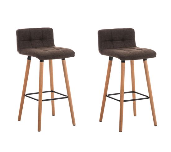 Tabouret De Bar X1 Avec Repose-pieds Et Accoudoirs En Tissu Taupe Pietement En Trompette Metal Dore 100005603 89889697