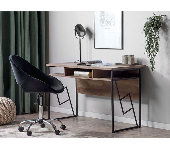 Bureau JUMMICO 120x60x75 Cm - Table Ordinateur Compacte, Cadre Métal Robuste, Plateau Marron, Pour Télétravail, Maison - 7