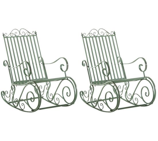 Lot De 2 Fauteuils à Bascule Smilla - Fer Forgé Pour Jardin Ou Intérieur