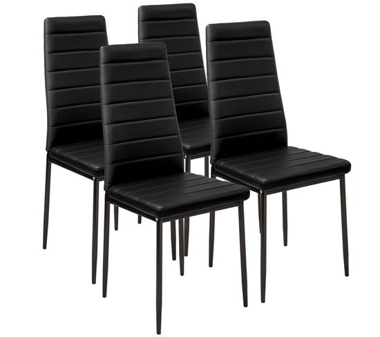 Lot De 4 Chaises Avec Surpiqûre - Noir