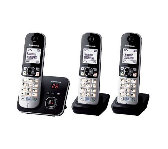 Téléphone fixe sans fil Panasonic KT-TG6822 Dect Duo Noir