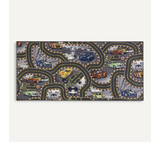 Tapis Circuit F1 TAPITOM 95x133cm - Tapis De Jeu Enfant Antidérapant - Normes CE