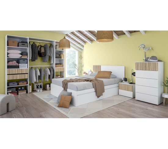 Dressing EKIPA Blanc - Dimensions 220 X 40 X 180 Cm (L X P X H) - Armoire De Rangement Avec Portes - 9