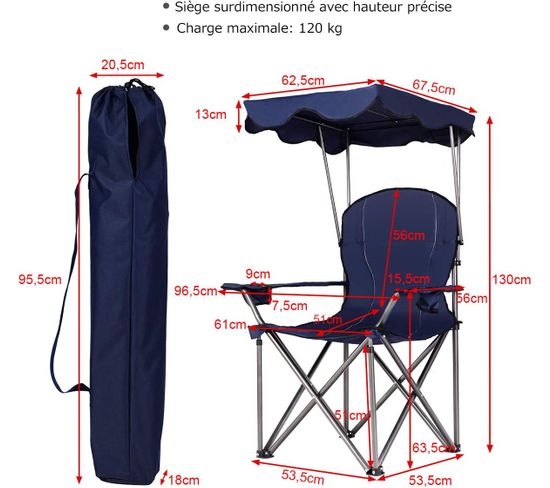 Chaise Pliante Camping COSTWAY Avec Parasol Réglable 360°, Assise Rembourrée, Structure Métal Robuste, Charge 150kg, Sac De Transport Inclus – Vert/Noir