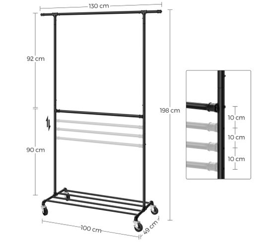 AddGrace Lot De 2 Portants à Vêtements Muraux Blancs En Forme De Tuyau Industriel Pour Suspendre Les Vêtements, Barre à Vêtements Multifonction Pour Armoire Et Buanderie