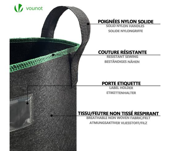 Sacs De Plantation LITLANDSTAR - Lot De 30, 37L, Tissu Non Tissé, Poignées Renforcées - Pour Légumes, Fleurs