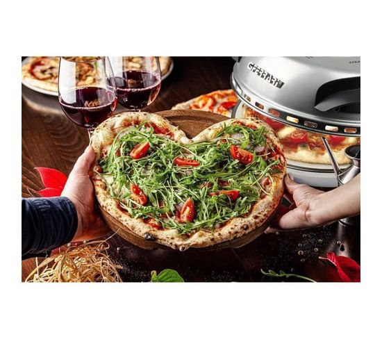 Four à Pizza électrique 3000W Double étage - Pierre Réfractaire Incluse - Température Réglable 50-350°C - Minuterie 60 Min - Grande Capacité