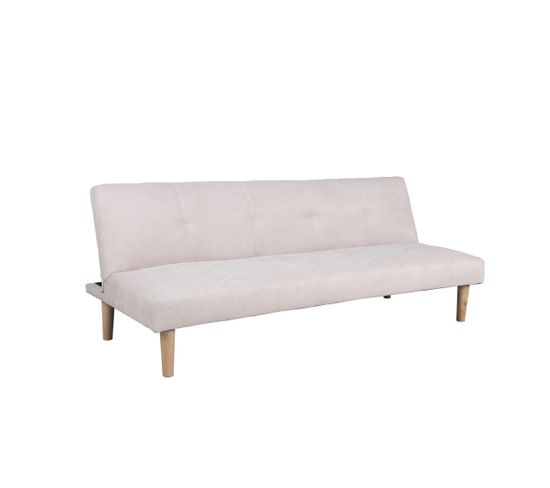 Canape Lit Clic Clac 3 Places Joy Beige Tapissé En Tisu 100% Polyester, Pieds En Bois Canape Lit Clic Clac 3 Places Joy Beige Tapissé En Tisu 100% Polyester, Pieds En Bois