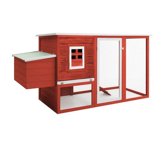Poulailler Dextérieur Avec 1 Nichoir Rouge Bois
