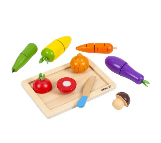 Jouet En Bois Fruits Et Légumes à Découper - 16 Pièces - Pour Enfants 3-6 Ans - Couteau Et Planche Inclus - Jeu D'imitation