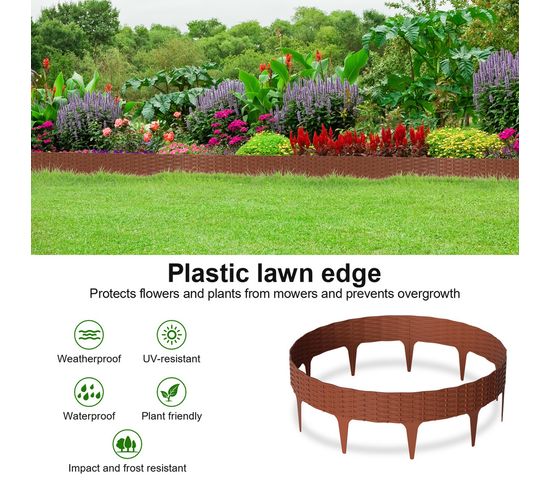 Bordure De Jardin En Plastique 10cm De Haut - Aspect Rotin - 5m De Long - Gris