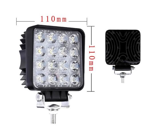 2 Phares De Travail LED 48W 12V/24V : Projecteurs Spot Longue Portée Pour Voiture, Camion, Bateau, Blanc
