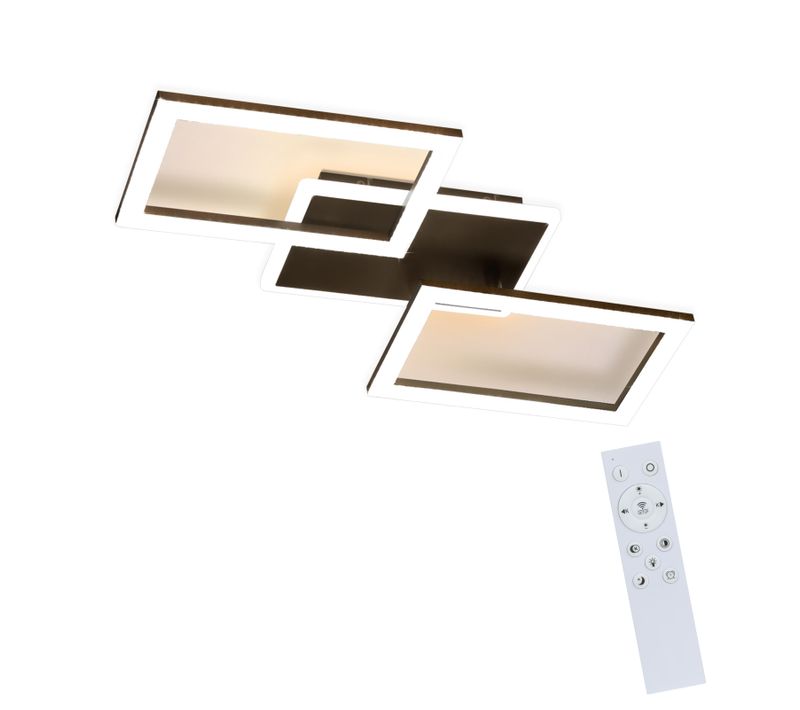 Plafonnier LED 3000k-6500k, 46w Noir Dimmable Moderne Avec Télécommande Éclairage De Plafond
