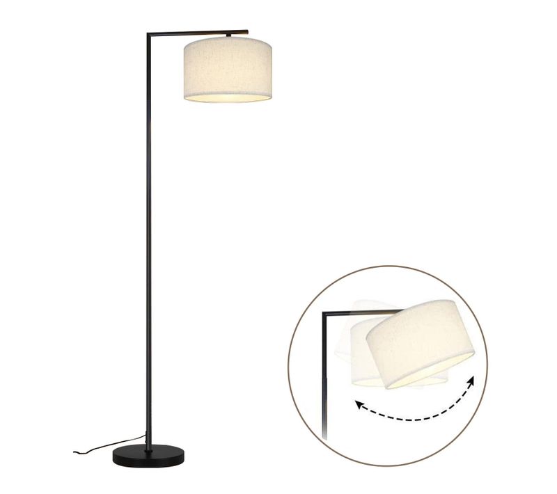 Lampadaire Blanc E27 En Tissu lampadaire sur pied Interrupteur Au Pied 166cm