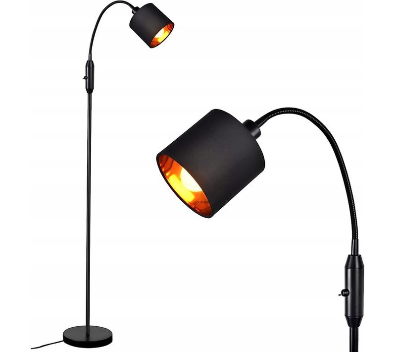 Lampadaire Noir 1 lumière Lampadair Vintage E14 Industrial Retro 360 lampadaire salon