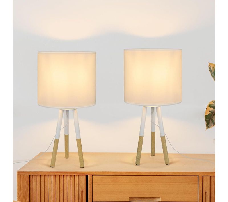 Lampe de Table Blanche Lot de 2 Design Moderne Lampe de chevet Salon E27 Pour Bureau