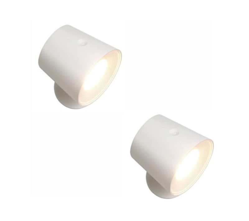 Applique LED 2 Pièces Avec Batterie Commande Tactile Rotative à 360° 3 Niveaux De Luminosité Blanc