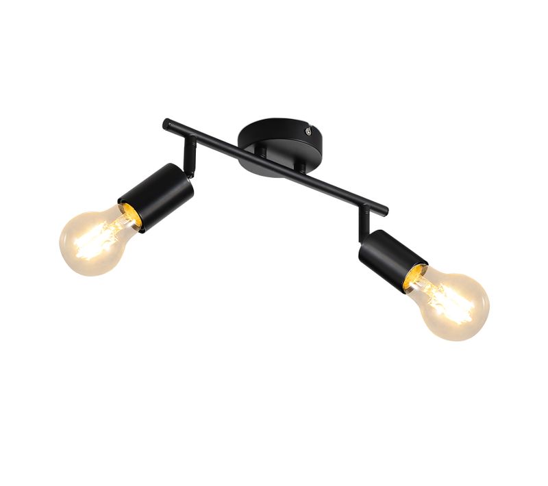 Plafonnier Noir 2 Ampoules Spot De Plafond E27 Vintage Orientable 350°industriels