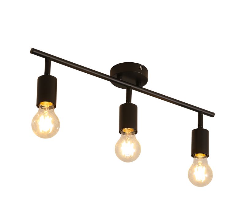 3 Spots De Plafond  Noir Lampe Industrielle E27 Vintage Pivotante à 350°