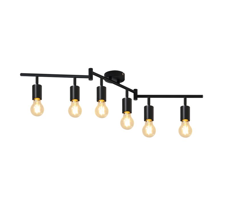 Spot De Plafond Plafonnier Noir E27 Vintage 6 Flammes Orientable 350°industriels