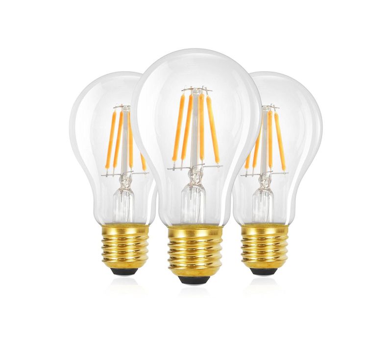 3 Ampoules LED E27 Lampe Vintage A60 4w 2700k Blanc Chaud à Filament Rétro Économie D'énergie