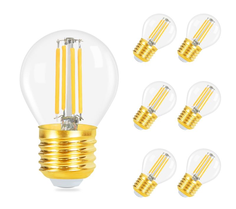 6 Ampoules LED E27 à Filament Vintage Blanc Chaud 2700k 4w G45 En Verre De Haute Qualité Idéales