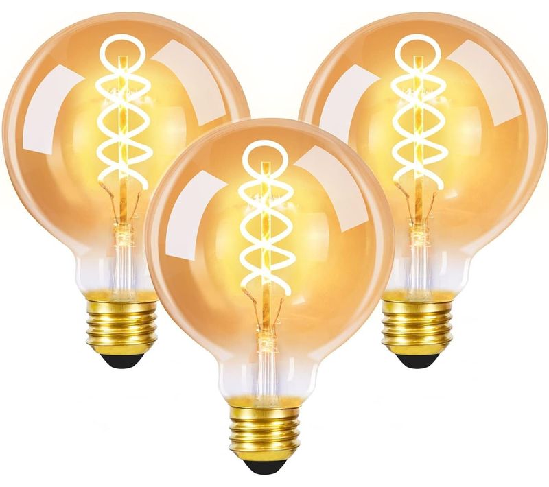 3 Ampoules LED E27 Vintage Ampoule Rétro Edison G80 4w Lampes Globe Décoratives Blanc Chaud 2200k