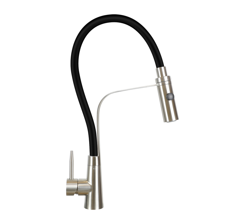 Robinet De Cuisine Avec Flexible Grands Extensibles Noire Mélangeur à Haute Pression Pivotant à 360