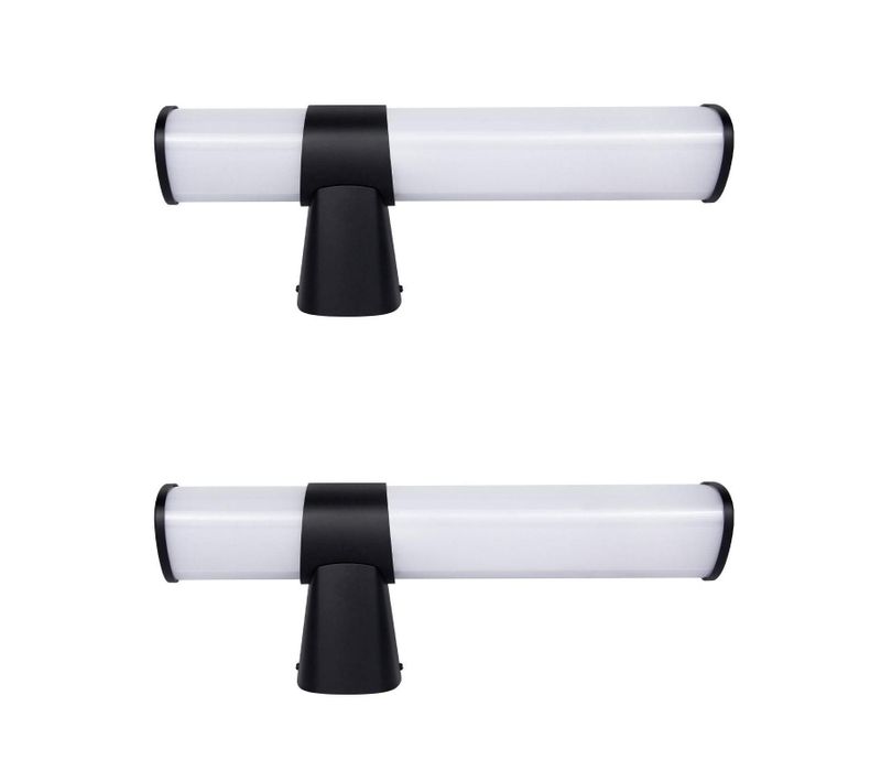 Applique LED Salle De Bain Lot De 2 Lampe De Miroir Noire Moderne 6w 30cm  Étanche Ip44 4000k