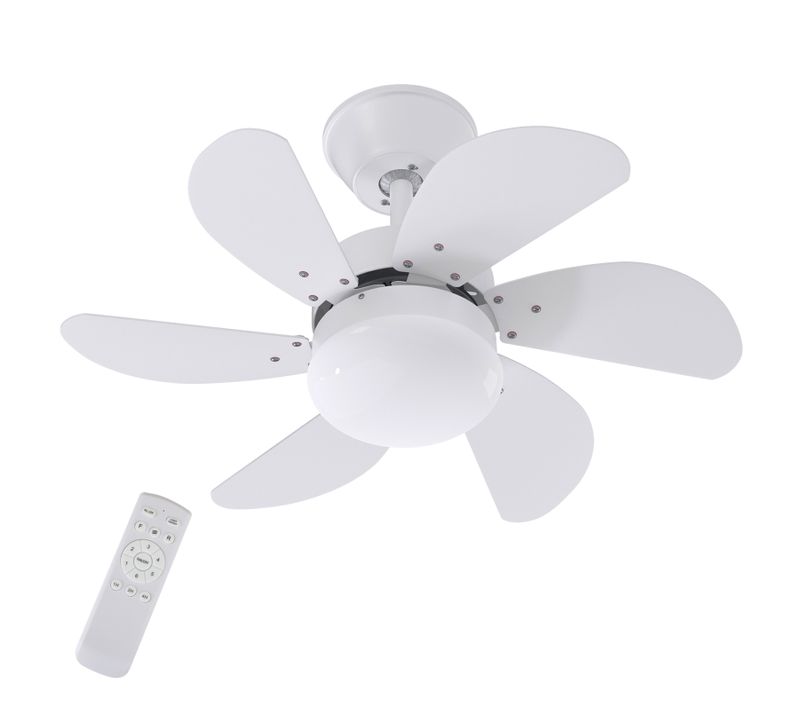 Ventilateur De Plafond Blanc Avec Éclairage Télécommande Silencieux Avec Minuterie 6 Pales