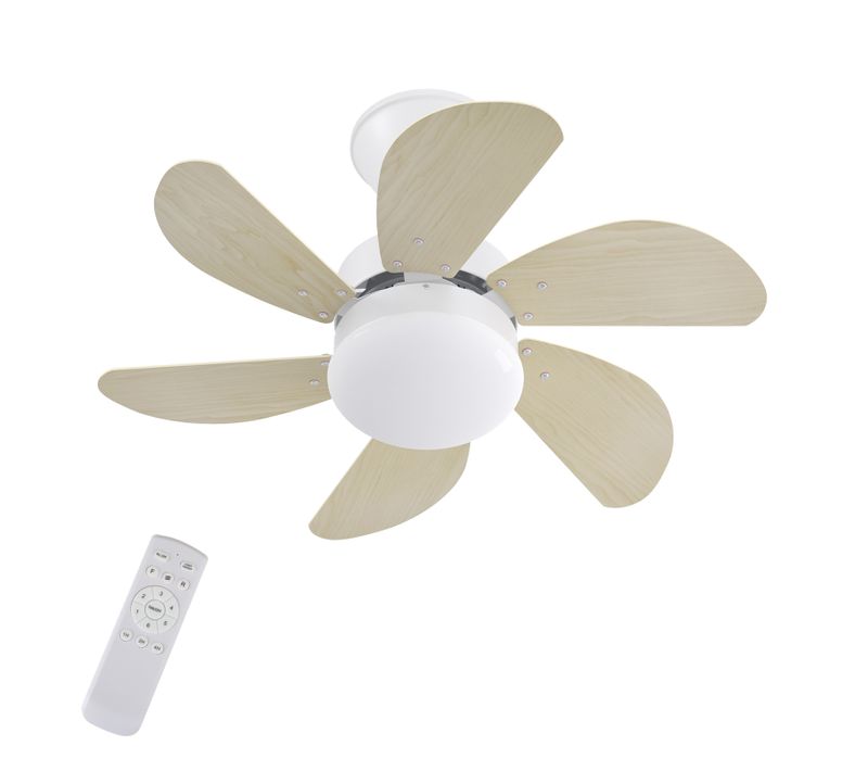 Ventilateur De Plafond Blanc Avec Éclairage Télécommande Silencieux Avec Minuterie 6 Pales
