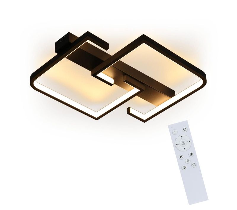 Plafonnier LED 35w Noir Lampe De Salon Dimmable Avec Télécommande Design Moderne