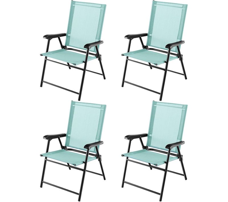 Lot De 4 Chaises De Jardin Pliables En Textilène Respirant Chaises De Camping Vert