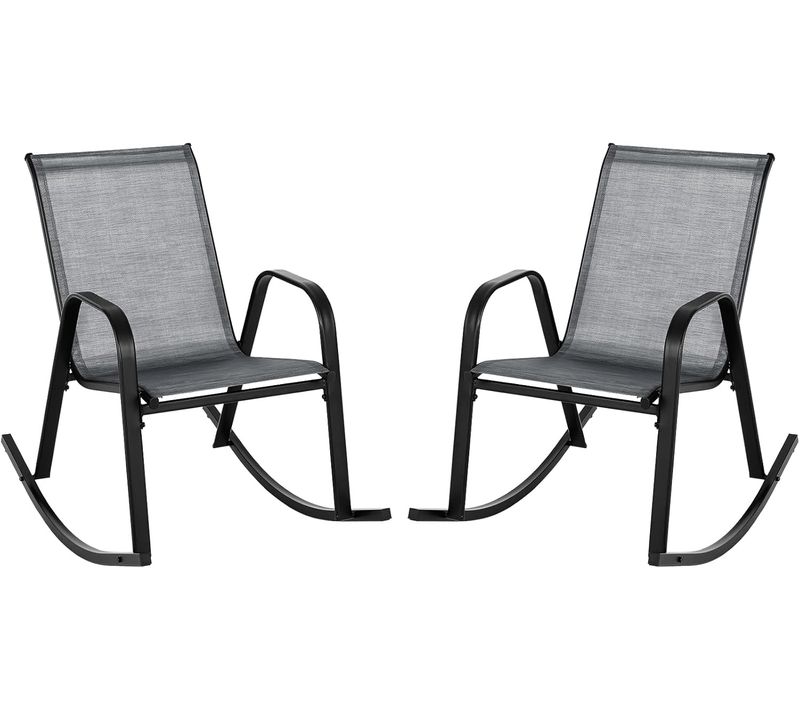 Chaise De Jardin à Bascule Lot De 2, Fauteuil à Bascule Avec Accoudoirs, 91 X 62 X 86 Cm (gris)