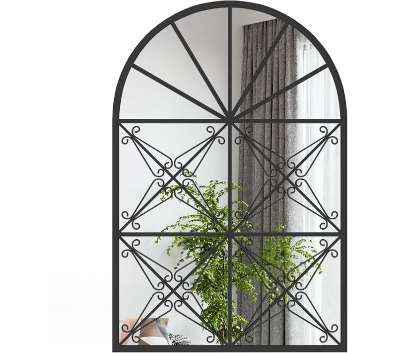 Miroir Mural Arche 58 X 87 Cm, Grand Miroir Mural, Cadre En Métal, Noir