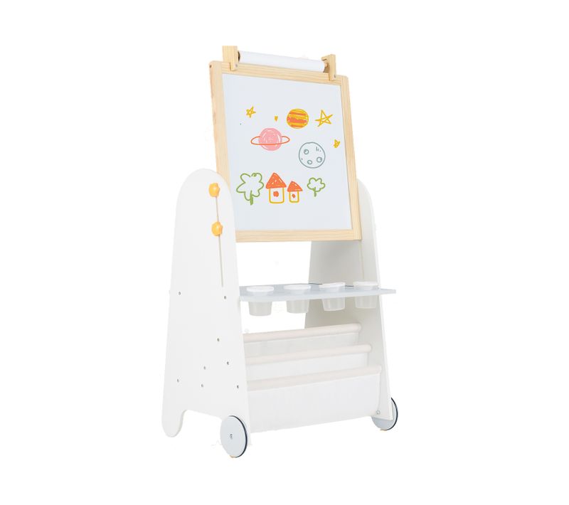 4 En 1 Tableau Enfant En Bois Avec Tableau Noir Et Tableau Magnétique Réglable