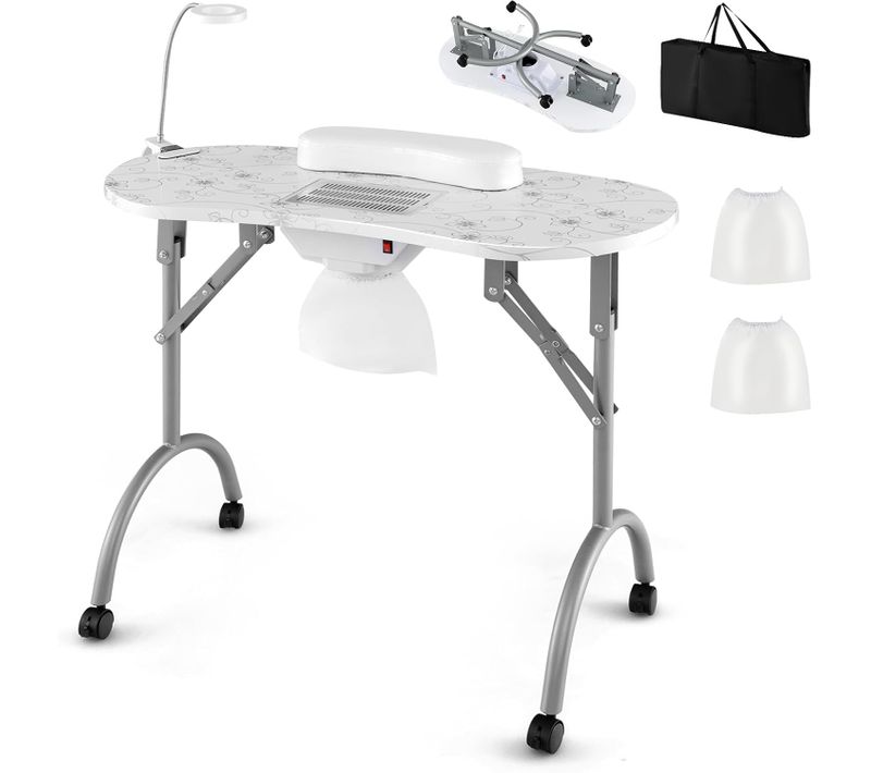 Table De Manucure Pliante Avec Aspirateur (blanc,90 X 43 X 73 Cm)