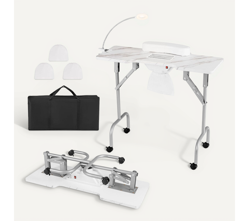 Table De Manucure Pliante Avec Aspirateur (blanc,90 X 40 X 77 Cm)