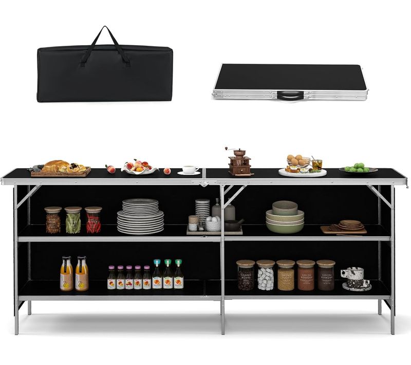 Table De Camping Pliante, Table D'appoint En Aluminium (noir Allongée)