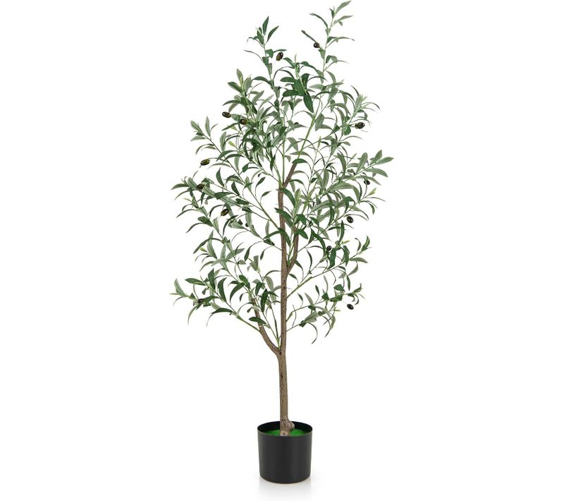 Lot De 2 Arbres Artificiels D'olive De 130 Cm, Fausses Plantes En Pot Avec Fruits Réalistes